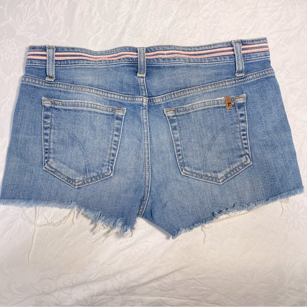 Unique Joe’s Jeans Cutoff Jean Shorts Denim Jorts Pink Waistband Stripe 28 Waist